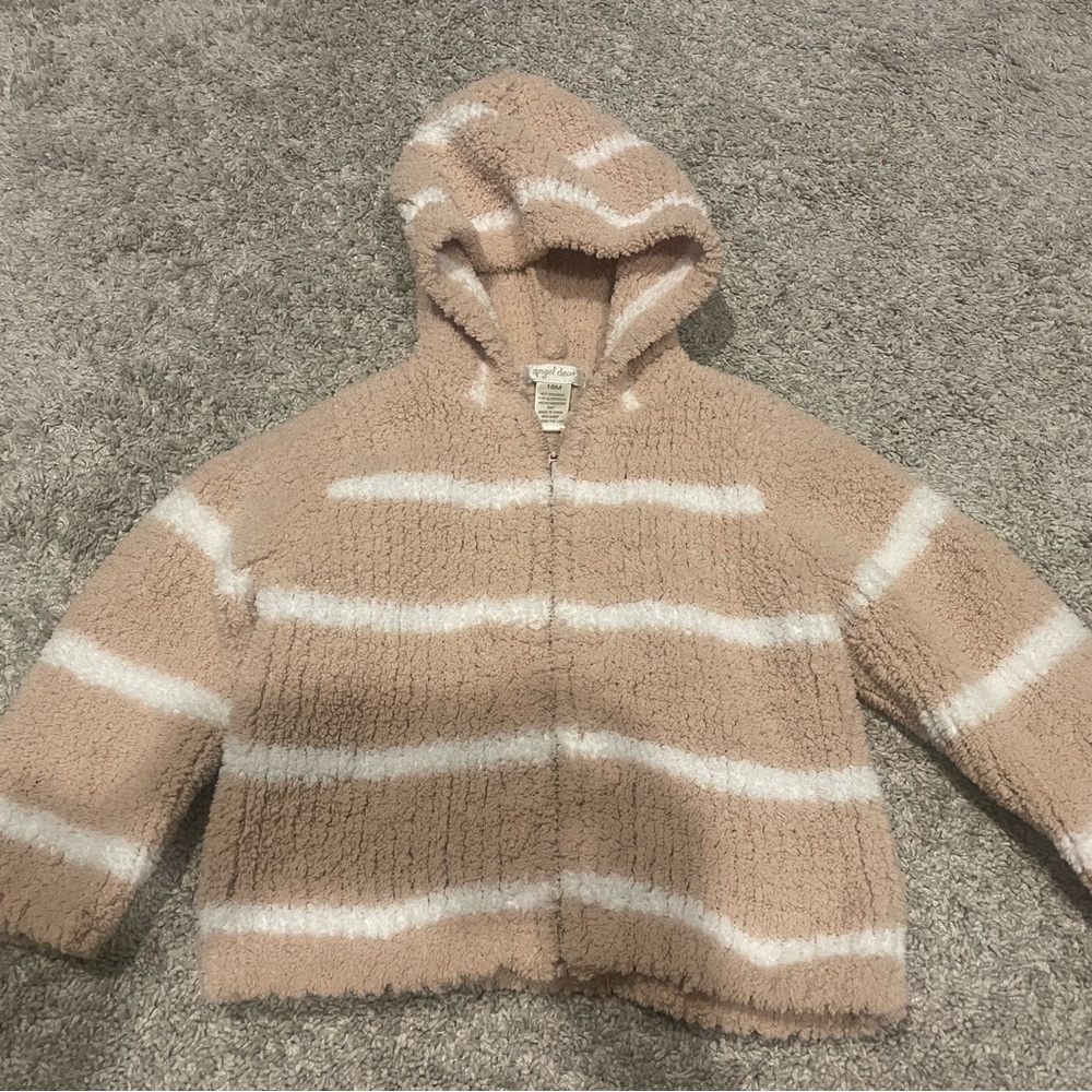 Angel Dear Tan and White Puffer Jacket with Hood
